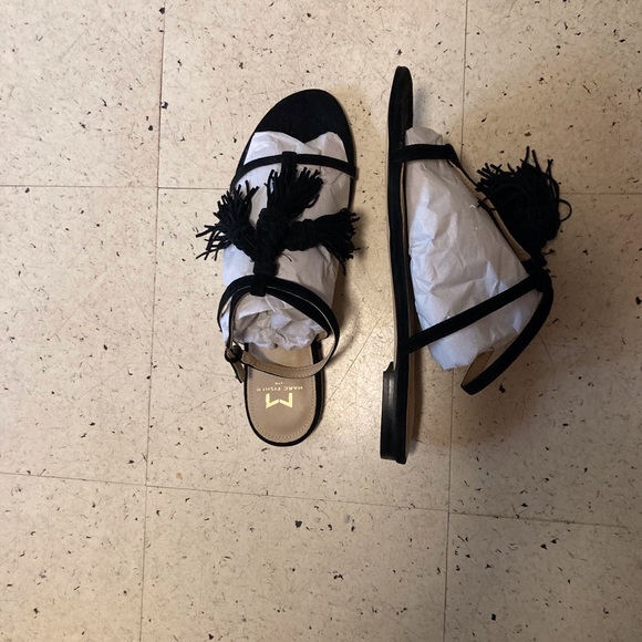 Marc Fisher Suede Flat Sandals with Tassels - Picture 3 of 5